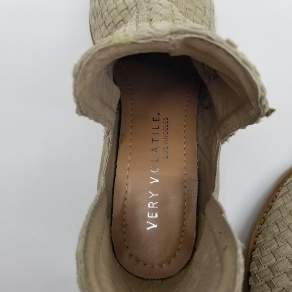 Very Volatile Los Angeles Veracruz Sz 10 Tan Suede Leather Woven Ankle Bootie - Picture 5 of 15